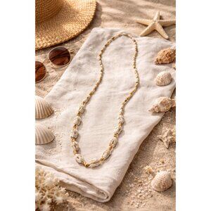 Vintage Cowrie Shell Necklace 16 Inch Beach Boho Coastal Jewelry